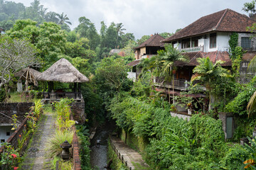 Fototapeta na wymiar hut in the jungle village in Ubud Bali, Indonesia