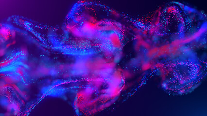 3D rendering of a multicolored, vibrant, abstract cloud of particles in space