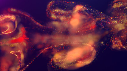 3D rendering of a multicolored, vibrant, abstract cloud of particles in space