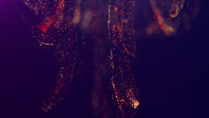 3D rendering of a multicolored, vibrant, abstract cloud of particles in space