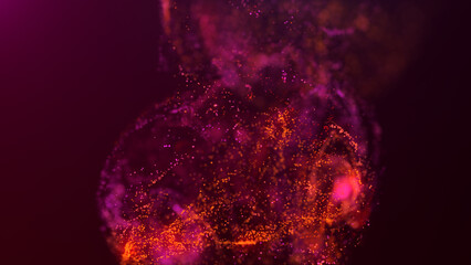 3D rendering of a multicolored, vibrant, abstract cloud of particles in space