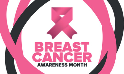 Breast Cancer Awareness Month. Pink october. Pink ribbon. Woman healthcare. Celebrate annual. Medic concept. Girl solidarity. Cancer prevention. Female disease. Poster, banner and background. Vector
