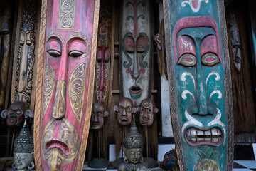 totem pole
authentic sculptures Balinese gods creature religion 
hindu faith
Bali...
