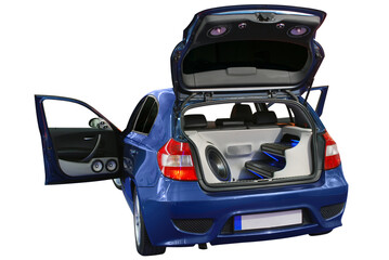car with power audio system transparent