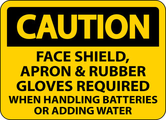 Caution When Handling Batteries Sign On White Background
