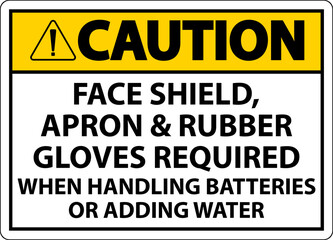 Caution When Handling Batteries Sign On White Background
