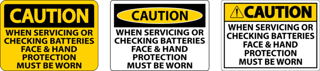 Caution When Servicing Batteries Sign On White Background