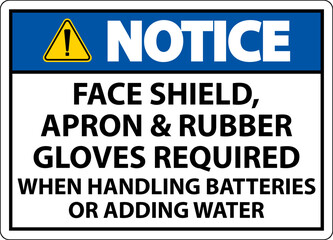 Notice When Handling Batteries Sign On White Background