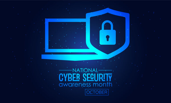 Vector illustration design concept of national cyber security awareness month observed on every october