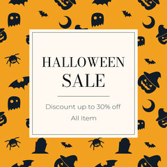 Halloween Sale Promotion Banner vector illustration.