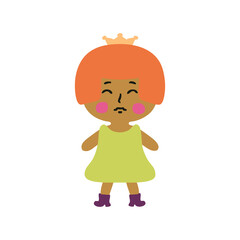 Cute little princess flat isolated vector illustration. Perfect for posters, greeting cards, tee, logo, stickers and print.
