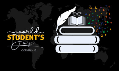 Vector illustration design concept of world students day observed on october 15