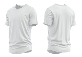  T-Shirt Short Sleeve Longline Curved Hem for Men's. For mockup ( 3d rendered / Illustrations) White front and back  - obrazy, fototapety, plakaty