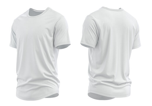  T-Shirt Short Sleeve Longline Curved Hem for Men's. For mockup ( 3d rendered / Illustrations) White front and back 