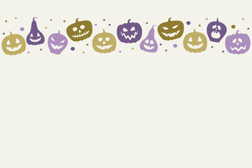 Funny pumpkin lanterns on background with copyspace. Halloween card. Vector