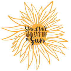Sunflower hand lettering illustration for your design
