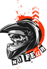 Skull in motorcycle helmet