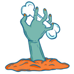 Cute halloween zombie hand wound raised from the ground is suitable for all kinds of designs and web as well as posters, postcard or clipart, etc.