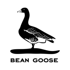 Bean goose logo isolated on white background. Bird sign. Goose silhouette. Minimalist bird icon vector illustration