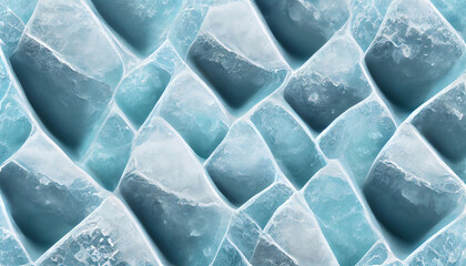 Blue Christmas textured background. Winter surface. Ice cubes. Illustration Art