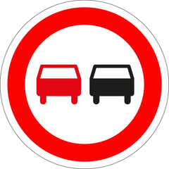 Panneau routier: Interdiction de dépassement pour tous véhicules, sauf deux roues