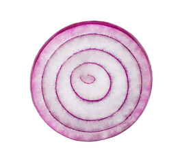 Red onion, cut in half, inner part, isolated on white background with clipping path.