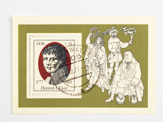 postage stamp DDR, Heinrich Kleist