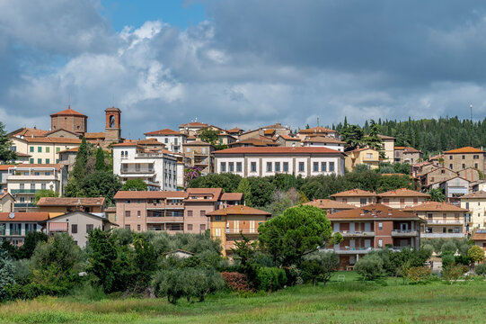 Panoramic view of the historic center of Tuoro sul Trasimeno, Perugia, Italy