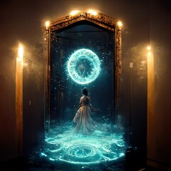 Portal into the abyss. Cinematic, Dramatic, 3-Dimensional, Angry. Surreal, fantasy, chaotic. - obrazy, fototapety, plakaty