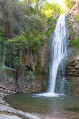 A view of the Leghvtakhevi Waterfall in the Tbilisi Botanical Garden. Georgia country