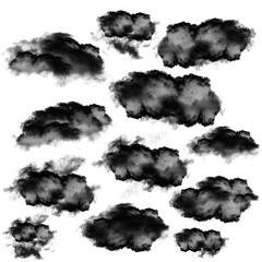 Obraz premium Black clouds shapes collection over white background