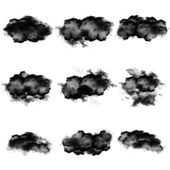 Black clouds shapes collection over white background