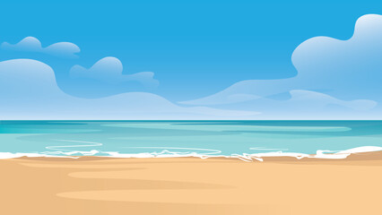 Vector illustration on summer beach and blue sky with Summer holidays vector background.vector illustration