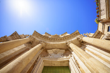 Basilica della Colleggiata in Catania, Sicily, Italy. Finished in 1794. The facade, by the polish...
