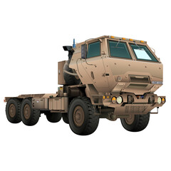 Fototapeta premium Military truck M142 HIMARS in realistic style. Tactical vehicle. Colorful 3D illustration on a white background.