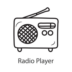 Radio Player Outline Icon Design illustration. Music Symbol on White background EPS 10 File