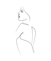 Continues line art style woman linear drawing