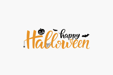Happy Halloween lettering, vector brush calligraphy. Handwritten Halloween typography print for flyer, poster, greeting card, banner. Hand drawn decorative design element.