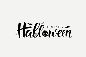 Happy Halloween lettering, vector brush calligraphy. Handwritten Halloween typography print for flyer, poster, greeting card, banner. Hand drawn decorative design element.