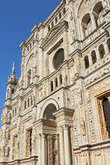 beautiful Renaissance facade of Certosa di Pavia, landmark monastery in Italy 