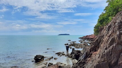 Sea views of the Gulf of Thailand from an island in southern Thailand with beautiful rocks,landscape.