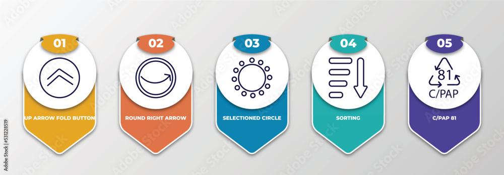 Poster infographic template with thin line icons. infographic for user interface concept. included up arrow