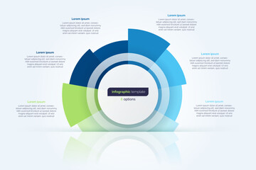 Six option circle infographic design template. Vector illustration