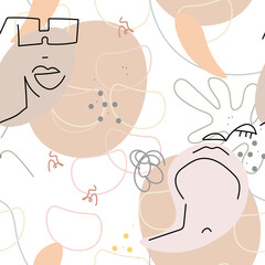 Face line pattern Abstract drawing seamless print