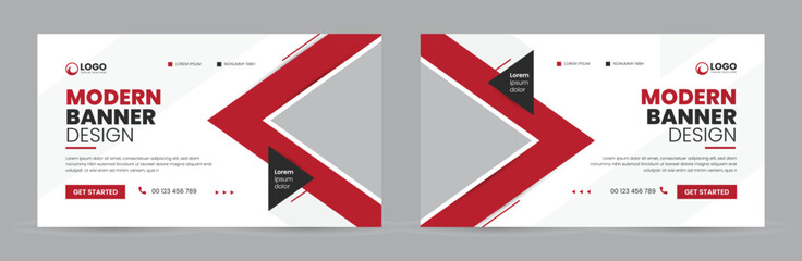 Abstract Web Banner Template with Modern Elements and Triangle Shapes Background, Social Media Cover ads Banner Vector Layout Design, Cover Header Background for Website Design