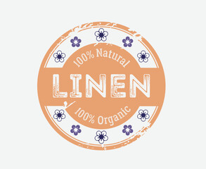 Linen Fabric round badge stamp label