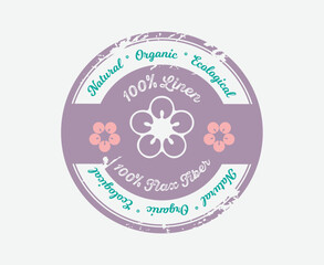 100 Percent Linen Stamp Badge Round label