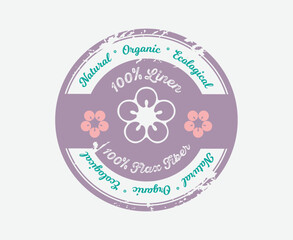 100 Percent Linen Stamp Badge Round label