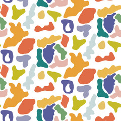 Seamless Pattern Texture Acrylic Abstract Spots Multicolored Plants Greens Fruits Green Flowers Papaya Orange Pear Rose