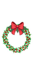 Christmas wreath with a red ribbon 